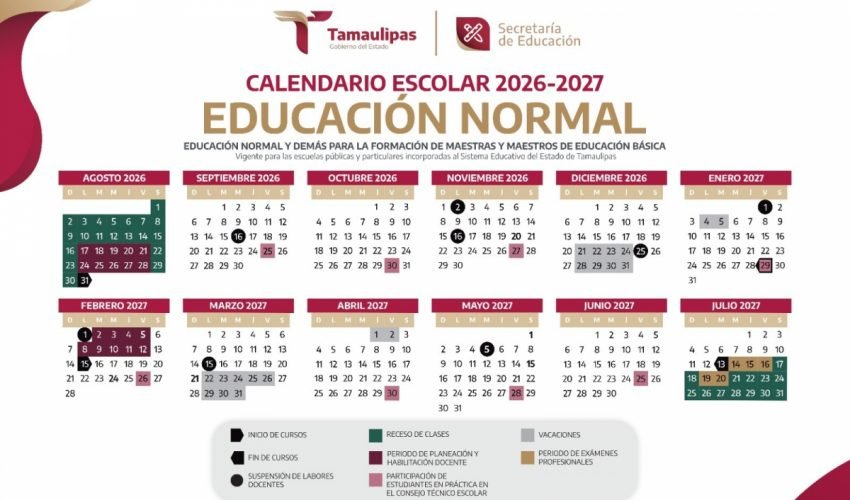 Tamaulipas define calendario escolar para organizar el ciclo 2026-2027